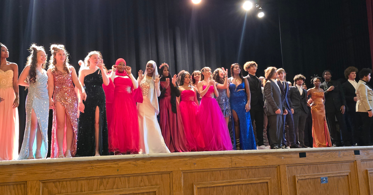students wearing prom attire